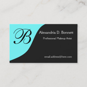 Aquamarine blaue Monogramm-Geschäfts-Karten Visitenkarte