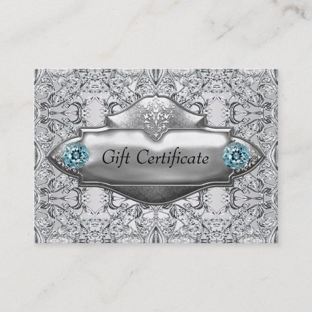 Aquamarine Blaue Spitzen Aquamarines Geschenkgutsc Rabattkarte (Vorderseite)