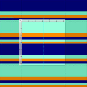 Aquamarine, blaue und dunkelorange farbige Linien Stoff