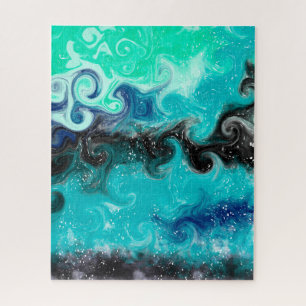 Aquamarine, blaue und schwarze Flüssig-Wirbel  