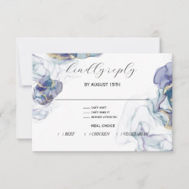 Aquamarine blaue und violette Fluid-Tinte RSVP-Kar RSVP Karte