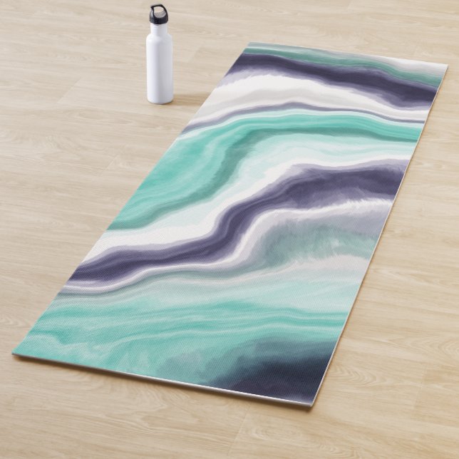 Aquamarine, blaue und weiße Marmorflüssigkeit Kuns Yogamatte (Beispiel)