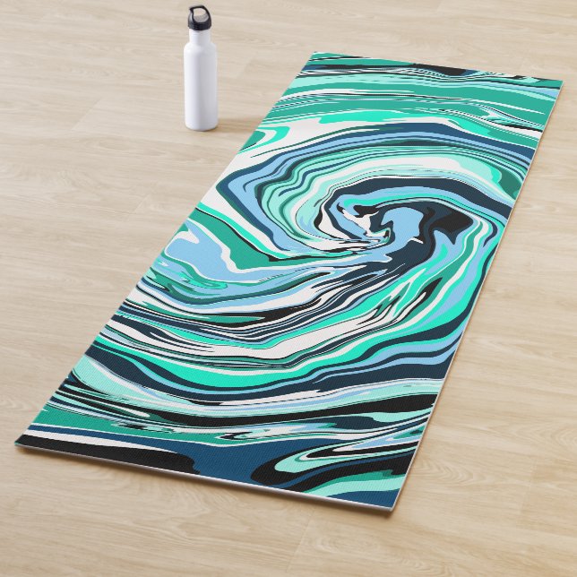 Aquamarine, blaue und weiße Wirbel Fluid Art Yogamatte (Beispiel)