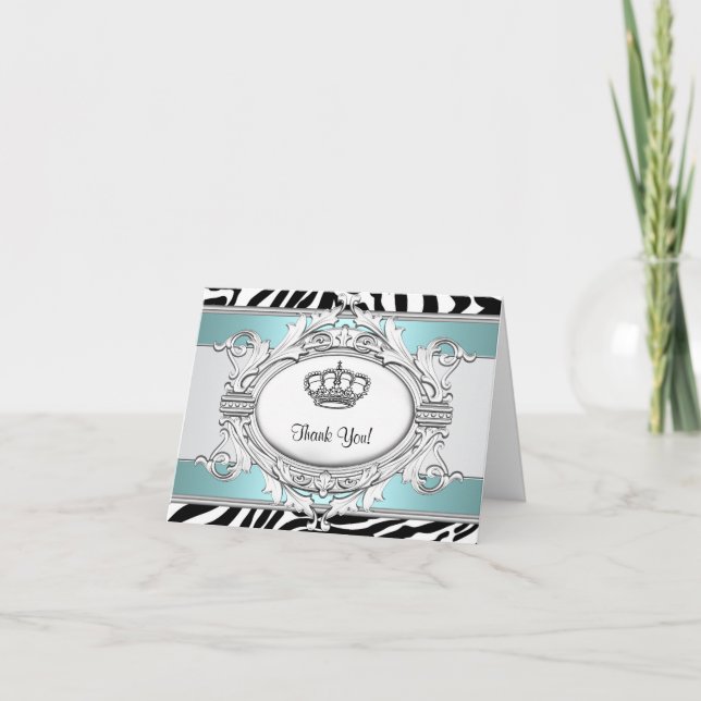 Aquamarine blaue Zebra-Prinzessin Thank You Card Dankeskarte (Vorderseite)