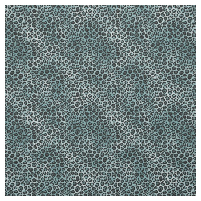 Aquamarine Blauer Leopardendruck Stoff (Muster)