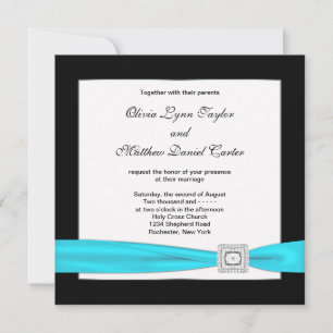 Aquamarine blaues Schwarz-aquamarine Hochzeit Einladung
