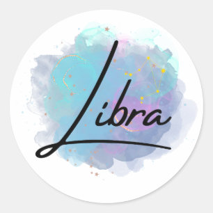 Aquamarine Blaugalaxie Libra Zodiac Konstellation Runder Aufkleber