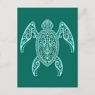 Aquamarine Blaumeerschildkröte Postkarte