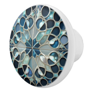 Aquamarine Blauperlen, inspiriert Keramikknauf