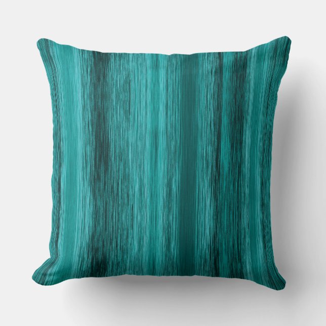 Aquamarine Blended Lines Moderner Abstrakter, rohe Kissen (Vorderseite)
