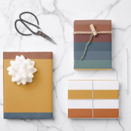 AQUAMARINE BLUE BROWN TAN YELLOW FALL AUTUMN PATTE GESCHENKPAPIER SET