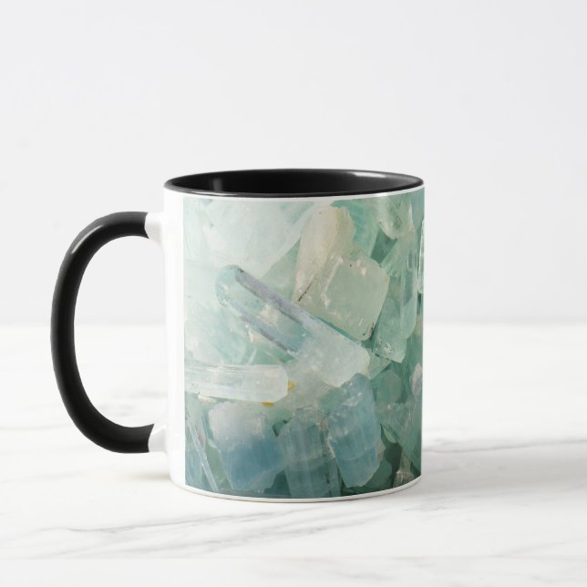 Aquamarine Blue Crystal Gemstone Birthstone Tasse (Links)