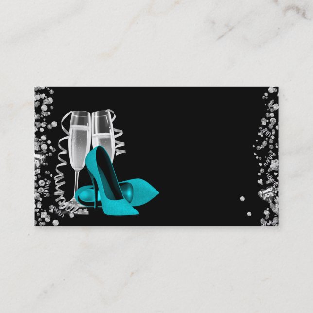 Aquamarine Blue High Heel Shoel Visitenkarten Visitenkarte (Vorderseite)