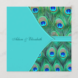 Aquamarine Blue Peacock Hochzeit Einladung