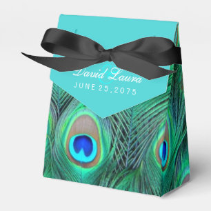 Aquamarine Blue Peacock Wedding Geschenkschachtel