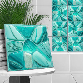 Aquamarine Blume Abstrakt Celli Art Collection Fliese