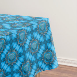 Aquamarine Blume aus blauem Metall mit Edelmetallm Tischdecke