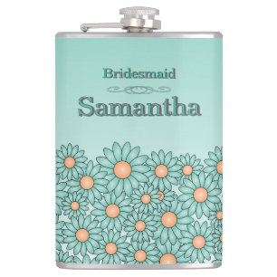 Aquamarine Blume Bridesmaid Flask Flachmann