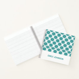 Aquamarine Blume individuelle Name weiß Notizbuch