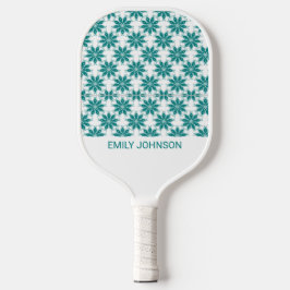 Aquamarine Blume individuelle Name weiß Pickleball Schläger