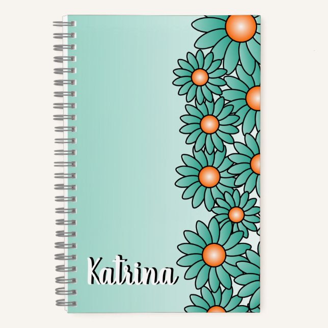 Aquamarine Blume Notebook für Office, SpiralNotebo Notizbuch (Vorderseite)