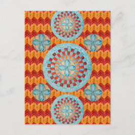 Aquamarine Blume Orange Zickzack Gestaltung Postkarte