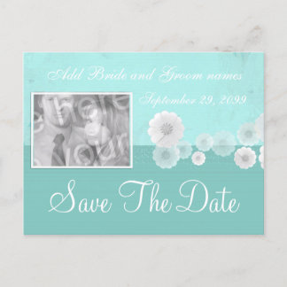 Aquamarine Blume Save the Date Foto Einladung