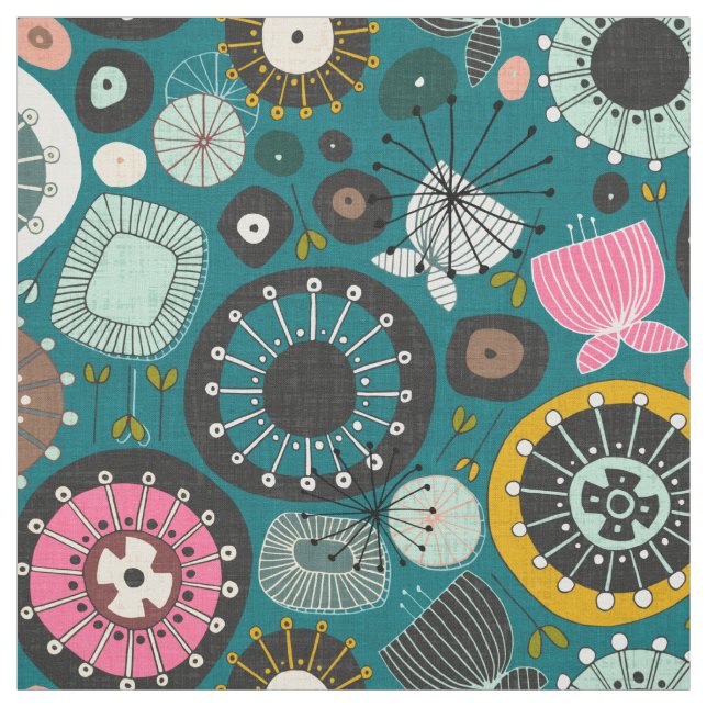 AQUAMARINE BLUMEN STOFF (Muster)