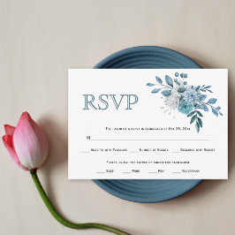 Aquamarine Blumen und Aquarelle RSVP Karte