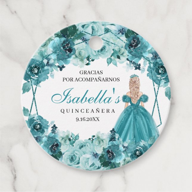 Aquamarine Blumenzwiebelmarken Geschenkanhänger (Vorderseite)