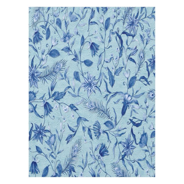 Aquamarine Blüten auf einer Skulpturenstruktur Tischdecke (Vorderseite)