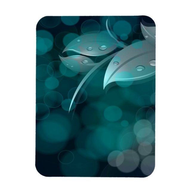 Aquamarine Bokeh-Blätter Magnet (Vertikal)