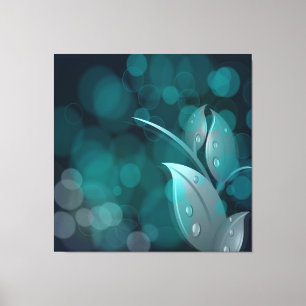 Aquamarine Bokeh-Blätter umhüllt Canvas Leinwanddruck