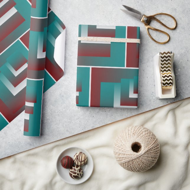 Aquamarine bordeauxfarbene Fenster Geschenkpapier (Basteln)