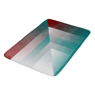 aquamarine bordeauxrote Dreiecke Badematte