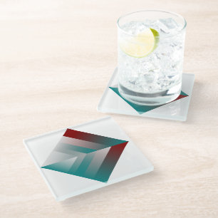 aquamarine bordeauxrote Dreiecke Glasuntersetzer