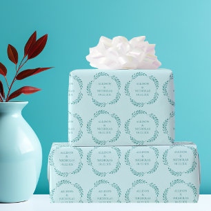 Aquamarine Botanische Weinkellerei Chic Beach Hoch Geschenkpapier