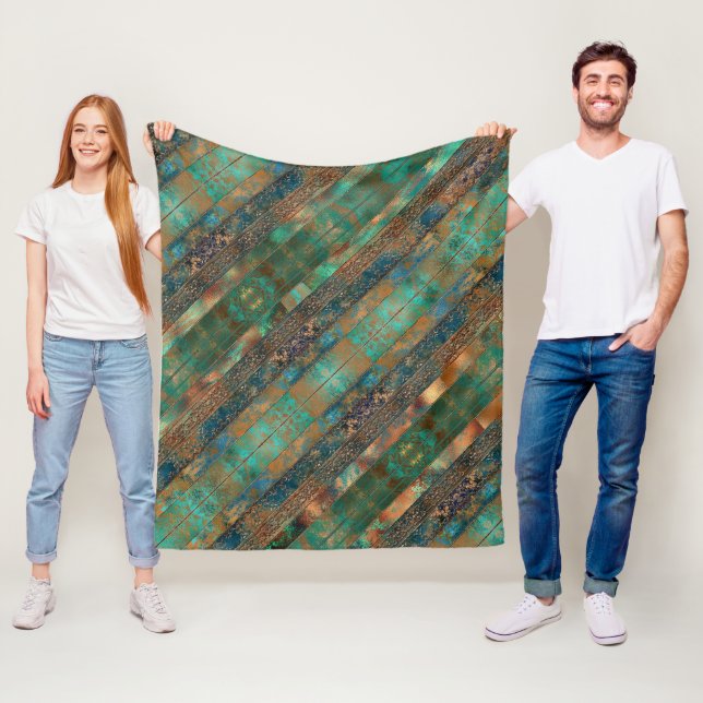 Aquamarine braune Imitate Kupferpatina inspiriert Fleecedecke (Beispiel)