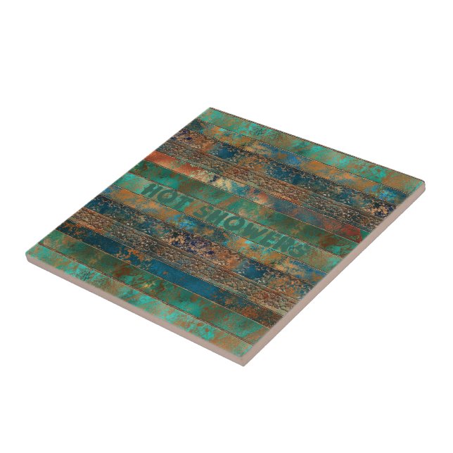 Aquamarine braune Imitate Kupferpatina inspiriert  Fliese (Seite)