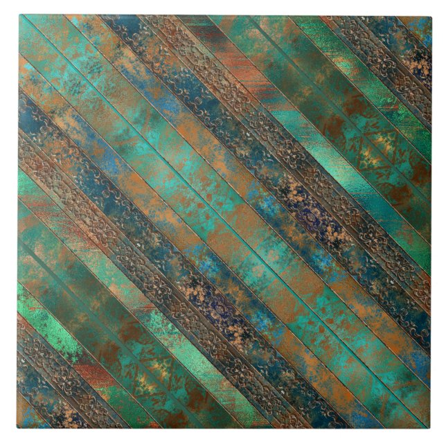 Aquamarine braune Imitate Kupferpatina inspiriert  Fliese (Vorderseite)