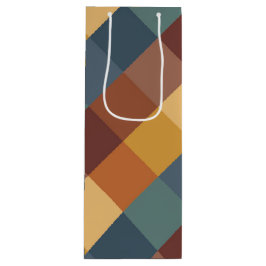 AQUAMARINE BROWN ORANGE CREAM KARO GESCHENKTÜTE FÜR WEINFLASCHEN