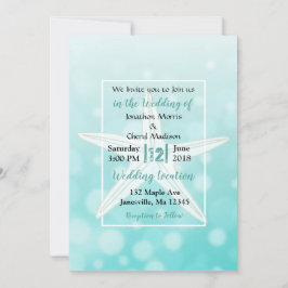 Aquamarine Bubbles Starfish Beach Hochzeitseinladu Einladung