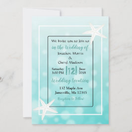 Aquamarine Bubbles Starfish Beach Hochzeitseinladu Einladung