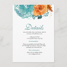 Aquamarine Bunrt Orange Hochzeit im Herbst Details Begleitkarte