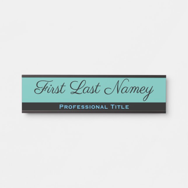Aquamarine Bürotür Zeichen Elegante Namensplatte Türschild (Vorderseite )