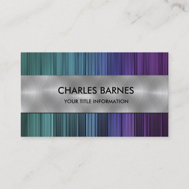 Aquamarine Business Card aus Lila Streifen Visitenkarte (Vorderseite)