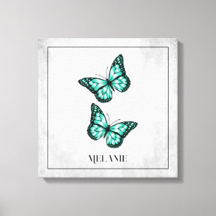 Aquamarine Butterfly-Blütenwerbung Leinwanddruck