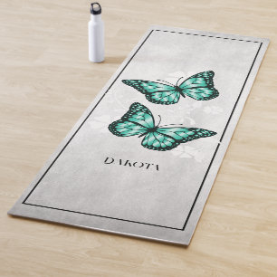 Aquamarine Butterfly Floral Yogmatte Yogamatte
