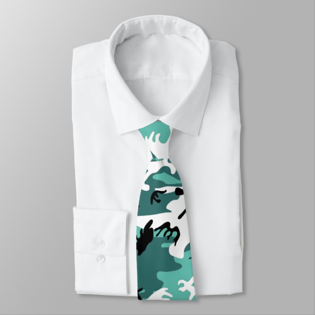 Aquamarine Camouflage Krawatte (Gebunden)