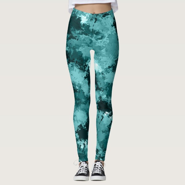 Aquamarine Camouflage Leggings (Vorderseite)